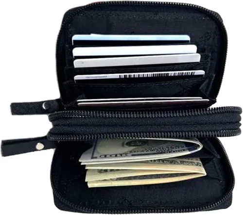 Vista 6 de Alpine Swiss Cartera organizadora de acordeón para mujer, de cuero, tarjeta, identificación, Negro -, Compacto