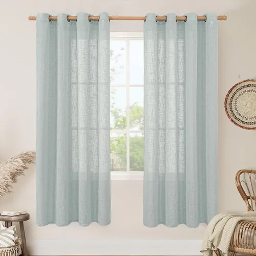 Vista 98 de LAMIT Cortinas de lino marrón caramelo para sala de estar, 84 pulgadas, de lino sintético, texturizado, filtrante de luz, paneles de privacidad