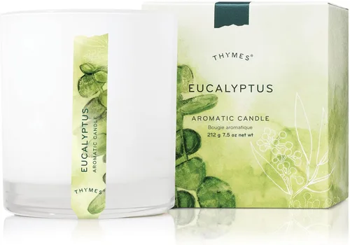 Vista 6 de Thymes Vela aromática en tarro - Vela perfumada de aroma a Coralina Acuática para una fragancia fresca del hogar - Velas mate blancas (7.5 oz)