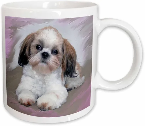 Vista 11 de 3dRose Taza de café, tamaño – 15 oz – Shih Tzu Puppy Dogs ShihTzu – divertido regalo de taza de café Negro/Blanco