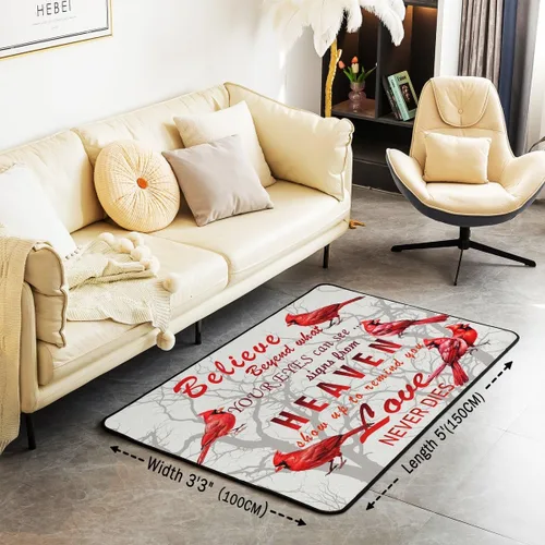 Vista 3 de Cardinal Bird - Alfombra decorativa de 3 x 5 pulgadas, diseño de pájaros rojos, para dormitorio, niñas, niños, ramas de árboles, alfombra decorativa