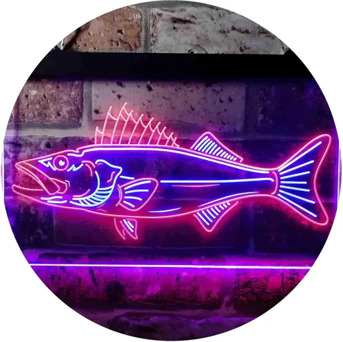Vista 10 de ADVPRO Walleye Fish Camp Man Cave Dual Color LED Neon Sign Blue & Red 12 x 8 Inches st6s32-i3732-br