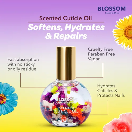 Vista 7 de Blossom Hidratante, hidratante, fortalecedor, aceite perfumado para cutículas, infundido con flores reales, fabricado en Estados Unidos, 1.84 fl oz