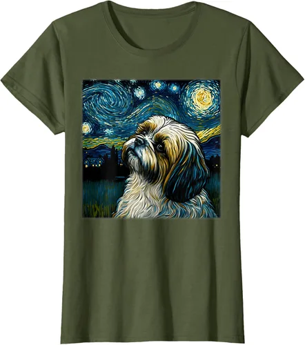 Vista 88 de Camiseta Surrealism Starry Night Shih Tzu Dog