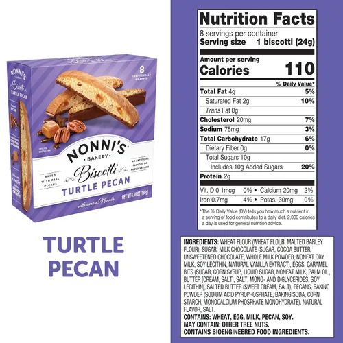 Vista 2 de Nonni's Galletas de nuez y tortuga, galletas gourmet, envueltas individualmente, 8