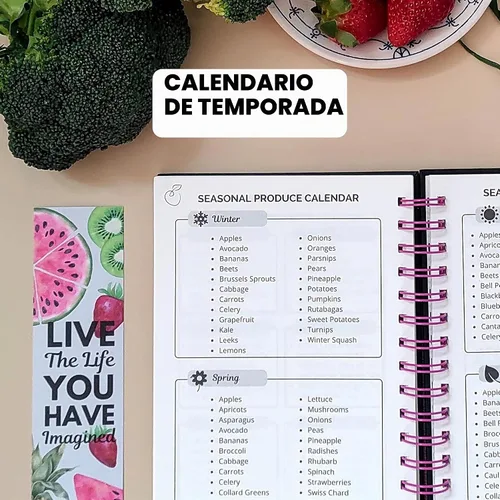 Vista 7 de Life & Apples Planificador de Comidas con Lista de Compras – Menú Semanal Sin Fecha y Cuaderno de Preparación de Comidas, Planificador de Cocina