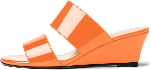 Vista 2 de WAYDERNS Sandalias de cuña de tacón bajo de dos piezas para mujer, con puntera abierta, de 2 pulgadas