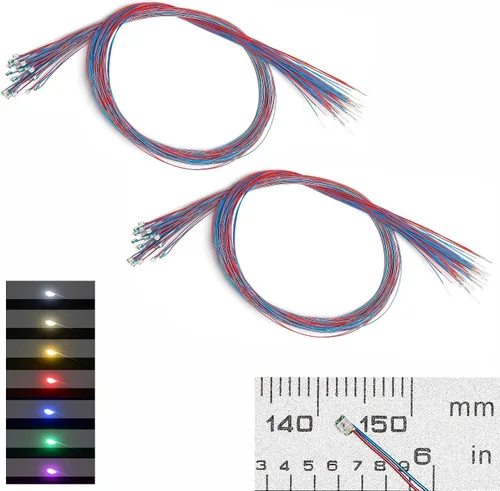 Vista 31 de 50 piezas de LED micro precableados con soldadura previa, LEDs SMD 0805 con accesorios de montaje para construcción de modelos para principiantes