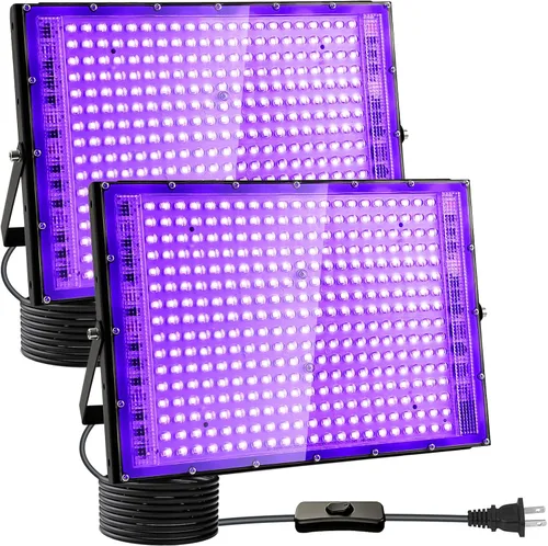 Vista 15 de Luces negras de 50 W, luz de inundación de luz negra con enchufe e interruptor, para fiesta brillante, Halloween, póster fluorescente, iluminación
