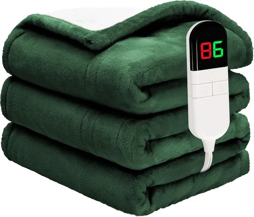 Vista 19 de Manta térmica de 50 x 60 pulgadas, manta eléctrica suave y acogedora de primera calidad con 6 niveles de calefacción, manta Sherpa de franela