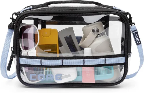 Vista 7 de CORE Bolso transparente aprobado para estadios con correa ajustable Diseño de bolso ligero con compartimentos seguros con cremallera
