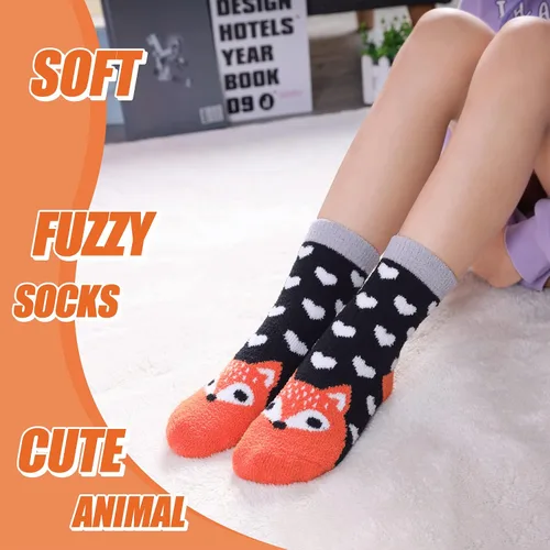 Vista 4 de Color City Calcetines antideslizantes para niños y niñas con agarres, antideslizantes, acogedores, esponjosos, cálidos para invierno