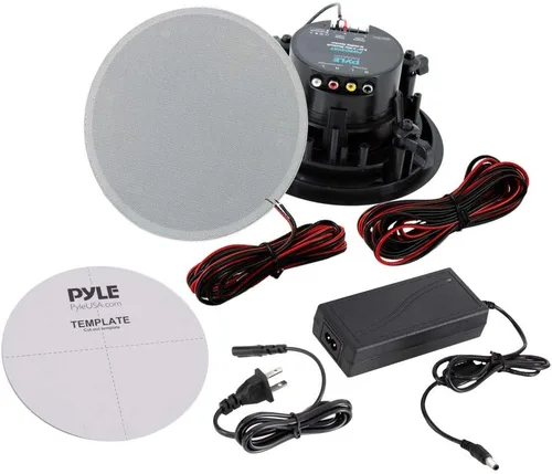 Vista 2 de Pyle Pyle PWRC55BT - Altavoz de montaje en techo y pared, Bluetooth inalámbrico de 5.25 pulgadas, kit de subwoofer de sonido estéreo de 2 vías