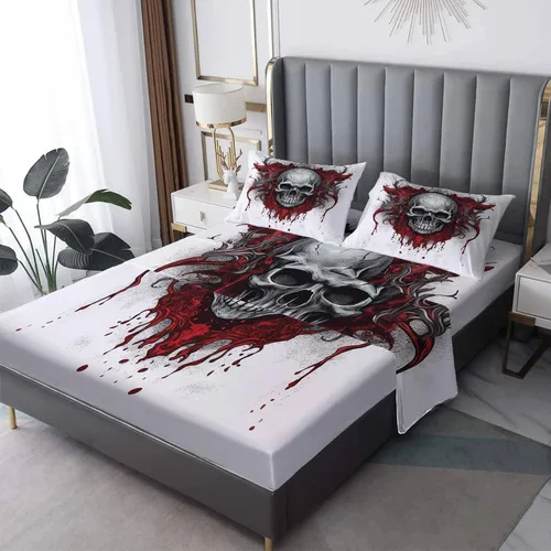 Vista 25 de Juego de sábanas tamaño individual: sábanas y fundas de almohada, sábanas y fundas de almohada, microfibra suave y bolsillo profundo y patrón sin