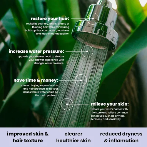 Vista 8 de Eskiin Cabezal de ducha filtrado, el mejor cabezal de ducha con filtros para un cabello y piel saludables, suavizante de agua de alta presión