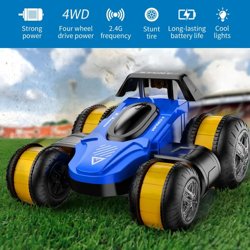 Vista 7 de Juguete de coche de acrobacias a control remoto - Drift de alta velocidad 360° voltea 4WD vehículo todoterreno giratorio para niños y niñas, regalos