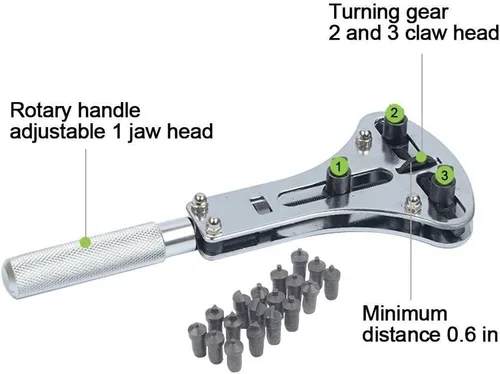 Vista 3 de Watch Repair Tool Kit, Adjustable Watch Back Case Opener, Battery Replacement and Movement Holder, 3 Point Wrench Screw Case Remover Tool