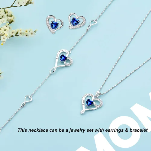 Vista 7 de Regalo de cumpleaños para mamá, collar con dije de corazón de plata esterlina 925 con texto en inglés "I Love You Mom