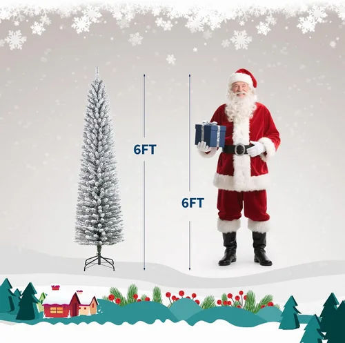 Vista 2 de Árbol de Navidad artificial de 6 pies, árbol de Navidad preiluminado con 120 luces LED, ramas con bisagras y soporte de metal para decoración
