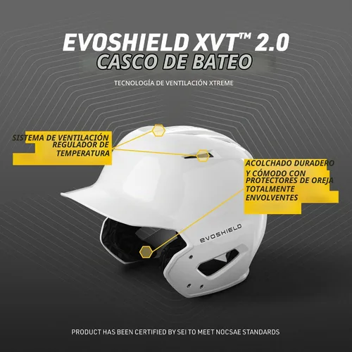 Vista 4 de Cascos de Bateo EvoShield XVT™ 2.0 Negro