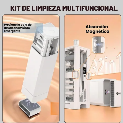 Vista 4 de Kit de Limpieza de Electrónicos 32 en 1 - Kit Limpiador de Teclado, Teléfono, Computadora y Laptop - Compatible con MacBook, AirPods y Herramienta