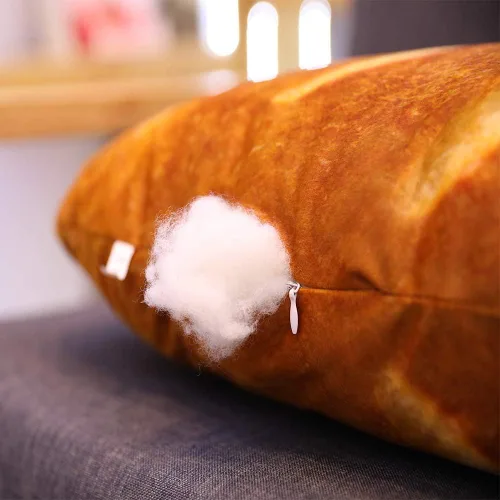 Vista 4 de Levenkeness - Almohada de pan 3D de simulación, cojín lumbar suave, peluche relleno de pan para tostadas con mantequilla, juguete para decoración