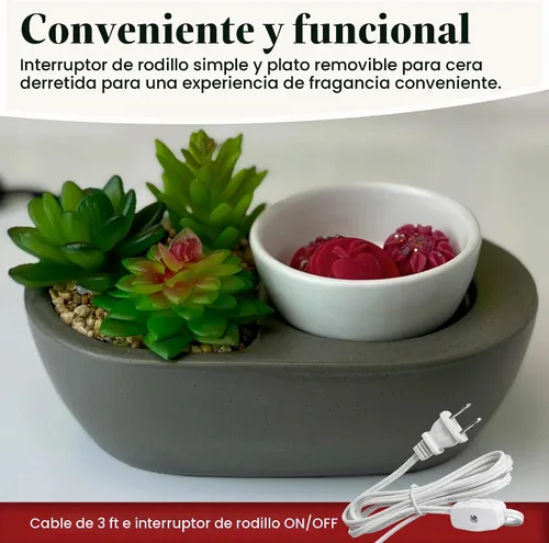 Vista 5 de Candle Warmers Etc. Calentador de Fragancias (Suculenta) Calienta Ceras Perfumadas Derretidas, Cubos y Tartas
