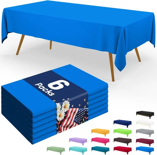 Vista 31 de Smiry - Juego de 6 manteles desechables, 54 x 78 pulgadas, manteles impermeables rectangulares para fiestas, cubierta de mesa de plástico