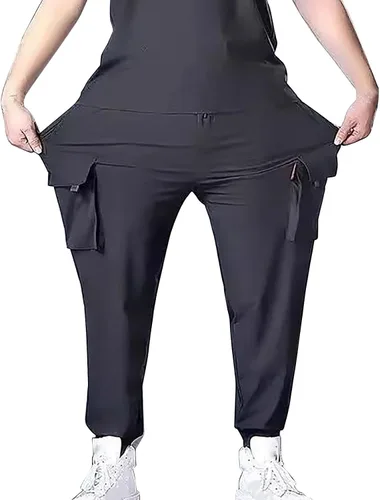 Vista 2 de LCMTWX Pantalones deportivos para hombre, pantalones secos para exteriores, pantalones Quik, pantalones deportivos con cordón y bolsillos