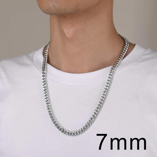 Vista 2 de ChainsHouse Stainless Steel Cuban Chain Necklace for Men Women, 18K GoldBlackRose Gold Plated Miami Curb Chains,18" 20" 22" 24" 26" 28" 30