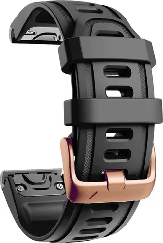 Vista 2 de Correa de reloj QuickFit con hebilla dorada, 0.78 pulgadas, impermeable, de liberación rápida, fácil ajuste, para Garmin Fenix 7S 6S Pro/Zafiro