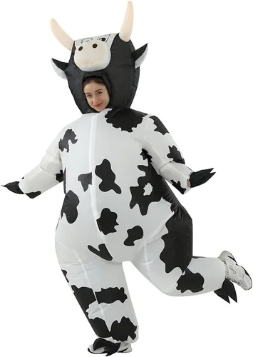 Vista 9 de RHYTHMARTS Disfraz inflable de vaca para adultos, disfraz inflable divertido para Halloween, Navidad Bobo Vaca