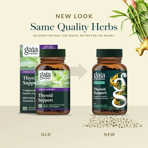 Vista 6 de Gaia Herbs Soporte para la tiroides - Fabricado con Ashwagandha, algas marinas marrones y Schisandra para apoyar el equilibrio metabólico saludable