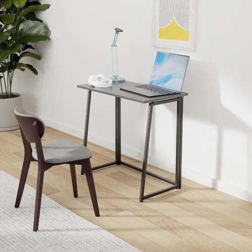 Vista 2 de Escritorio plegable para computadora para espacios pequeños, necesita montaje, escritorio de oficina en casa, mesa plegable para computadora, mesa