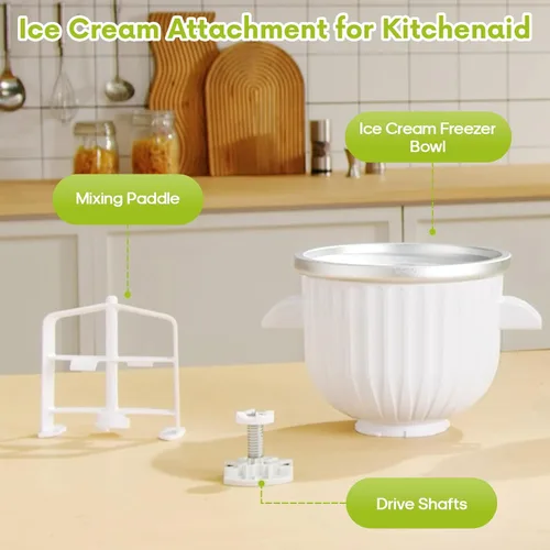 Vista 3 de Accesorio para máquina de helados para batidora de pie KitchenAid, compatible con batidora de pie KitchenAid de 4.5/5 cuartos y más grande, tazón