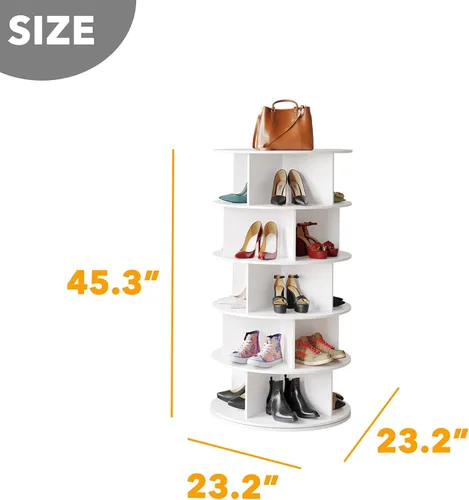 Vista 2 de SpaceAid Organizador de Zapatos Giratorio de 5 Niveles Estilo Cruz, Torre de Zapatero Giratorio, Almacenamiento Giratorio de Exhibición 360 Lazy