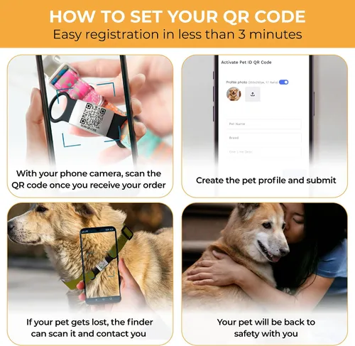 Vista 3 de Etiqueta de identificación de mascotas personalizada con código QR, etiqueta de nombre silenciosa deslizante para perros y gatos, etiqueta