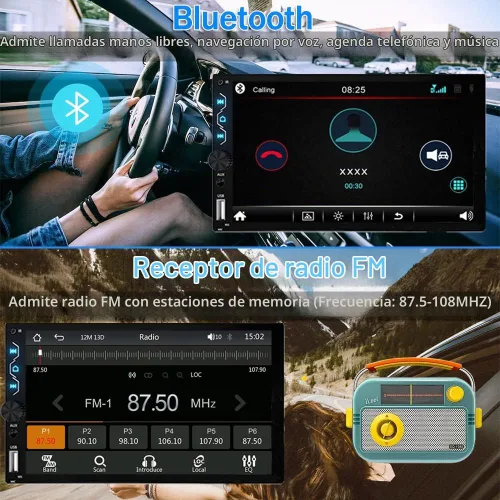 Vista 5 de Leadfan Estéreo de coche de doble DIN con cámara de tablero, receptor de audio de 7 pulgadas con pantalla táctil Full HD compatible con Carplay