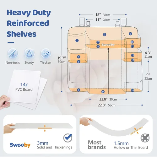 Vista 4 de Sweeby Organizador de pañales para cambiador y cuna, apilador de pañales para guardería, organizador colgante para artículos esenciales del bebé