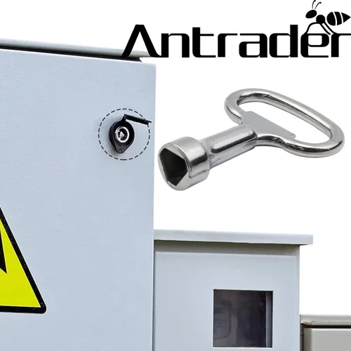 Vista 2 de Antrader Llave triangular de 2.0 x 1.5 pulgadas, llave de enchufe triangular Matel, llaves universales para bloqueo de panel triangular, 6 piezas