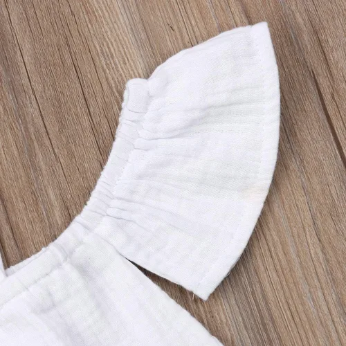 Vista 5 de Conjunto de ropa de verano para bebés y niñas con mangas de algodón y lino y falda vaquera, 2