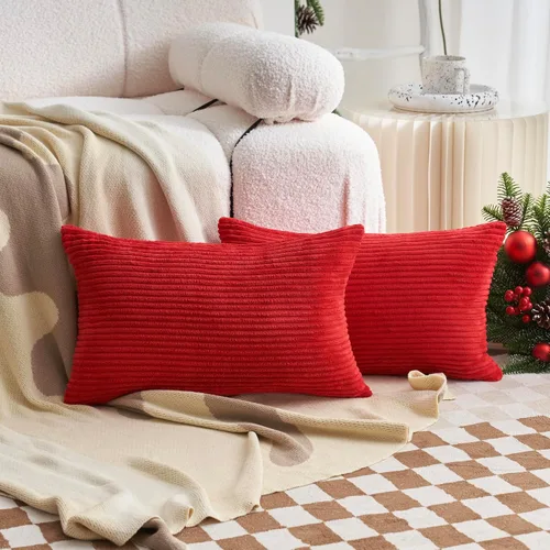 Vista 31 de Demetex Juego de 2 fundas de almohada rosas de 18 x 18 pulgadas, fundas de almohada cuadradas de pana para dormitorio, sala de estar, juego de 2, 18