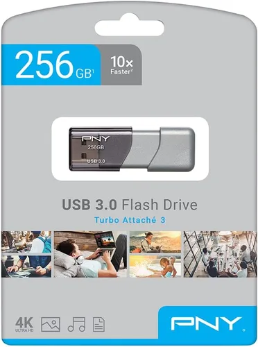 Vista 8 de PNY Unidad flash USB 3.0 Turbo Attache 3 de 256 GB, gris (paquete de 1)
