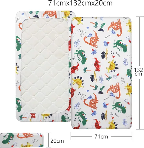 Vista 5 de Sábanas para cuna para niños y niñas, sábana bajera ajustable para cuna de 52 x 28 pulgadas para cuna estándar, sábanas ajustables de algodón 2