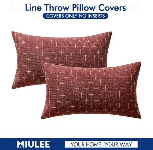 Vista 70 de MIULEE - Juego de 2 fundas de almohada decorativas de lino de arpillera navideñas, modernas, estilo campestre, rústicas, tejidas, con textura