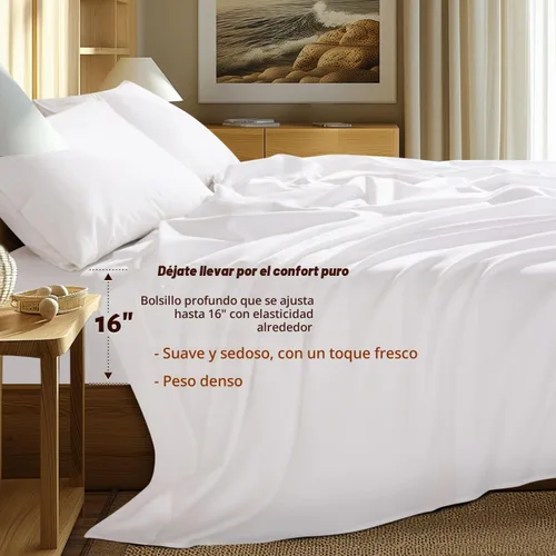 Vista 7 de Shilucheng Juego de Sábanas 100% de Algodón Egipcio - 1000 Hilos, Sábanas de Algodón de Lujo, Ropa de Cama y Fundas de Almohada Transpirables