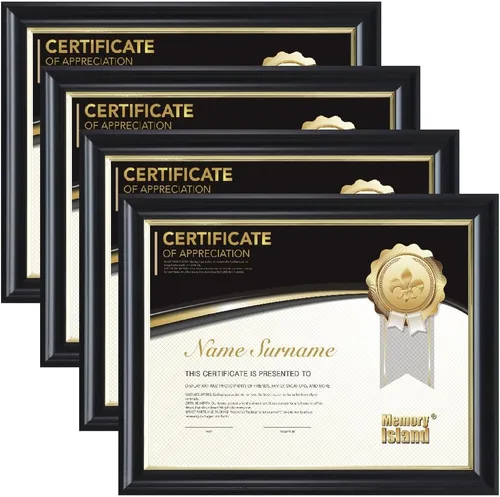 Vista 10 de Memory Island Marcos para documentos de 8.5 x 11, juego de 4 marcos de certificados para pared o mesa, marcos de diploma para premio de grado