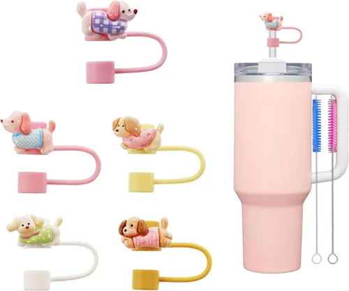 Vista 13 de 8Pcs Cute 10mm Animal Straw Covers Cap for Stanley Cup,Silicone Straw Toppers Compatible with Stanley 30&40 Oz Tumblers with Handle, Dust-Proof
