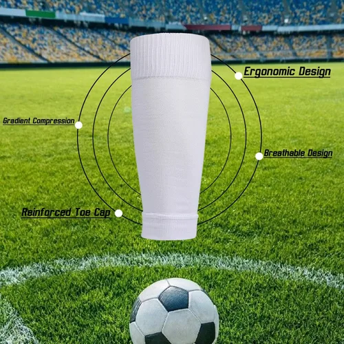 Vista 3 de Juego de 24 calcetines de fútbol con agarre juvenil con mangas de protección de espinilleras para niños y niñas 7-14 para fútbol y baloncesto