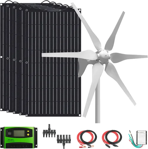Vista 9 de Kit solar eólico de 500 W, sistema de 12 V fuera de la red: generador de turbina eólica de 400 W + 1 panel solar flexible ETFE de 100 W +
